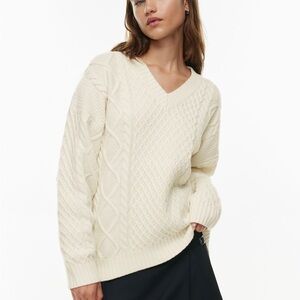 Aritzia Sunday Best Peggy Oversized V Neck Cableknit Sweater
